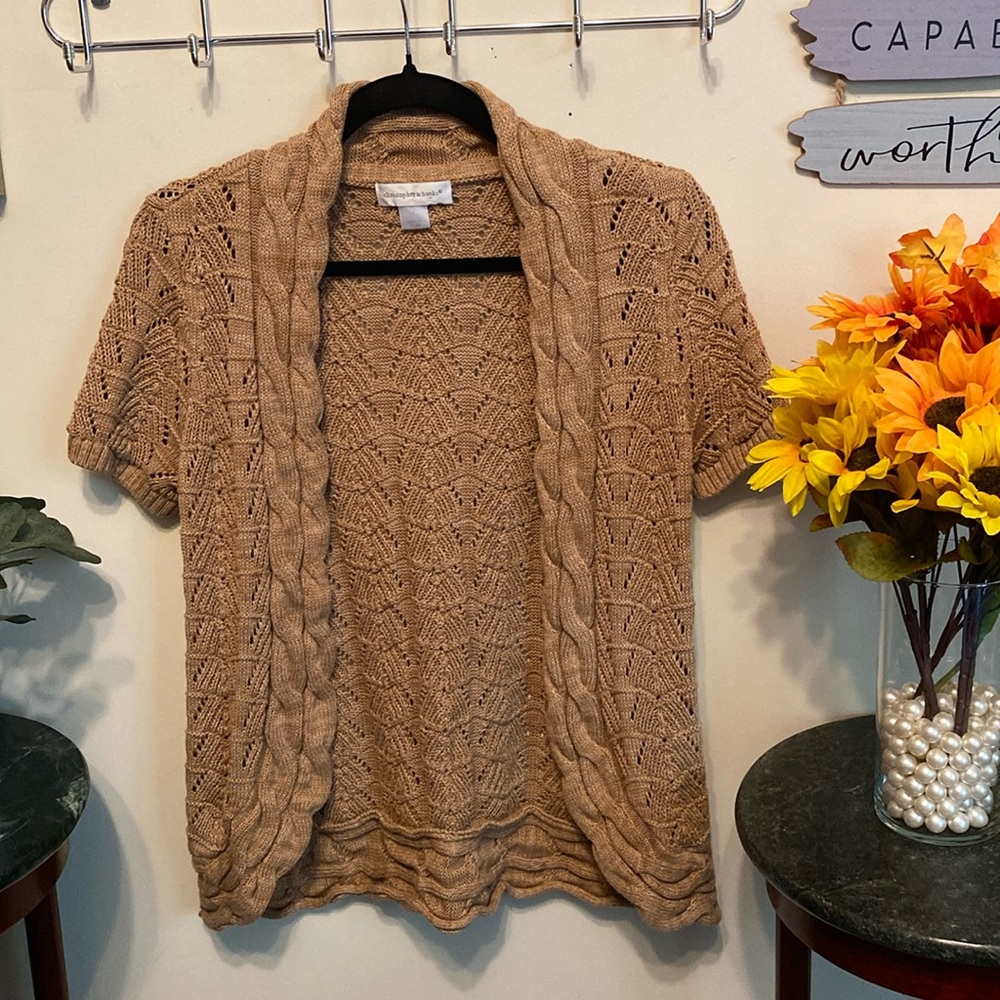Christoper & Banks Tan Sweater Vest Sz S. All Cotton. Great Condition.